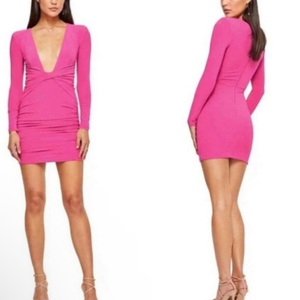 NEW NWT Nookie Revolve Mini Dress Pink Plunging V-neck
